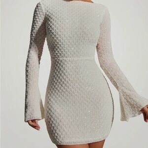 Oh Polly Cream Long Sleeve Dress